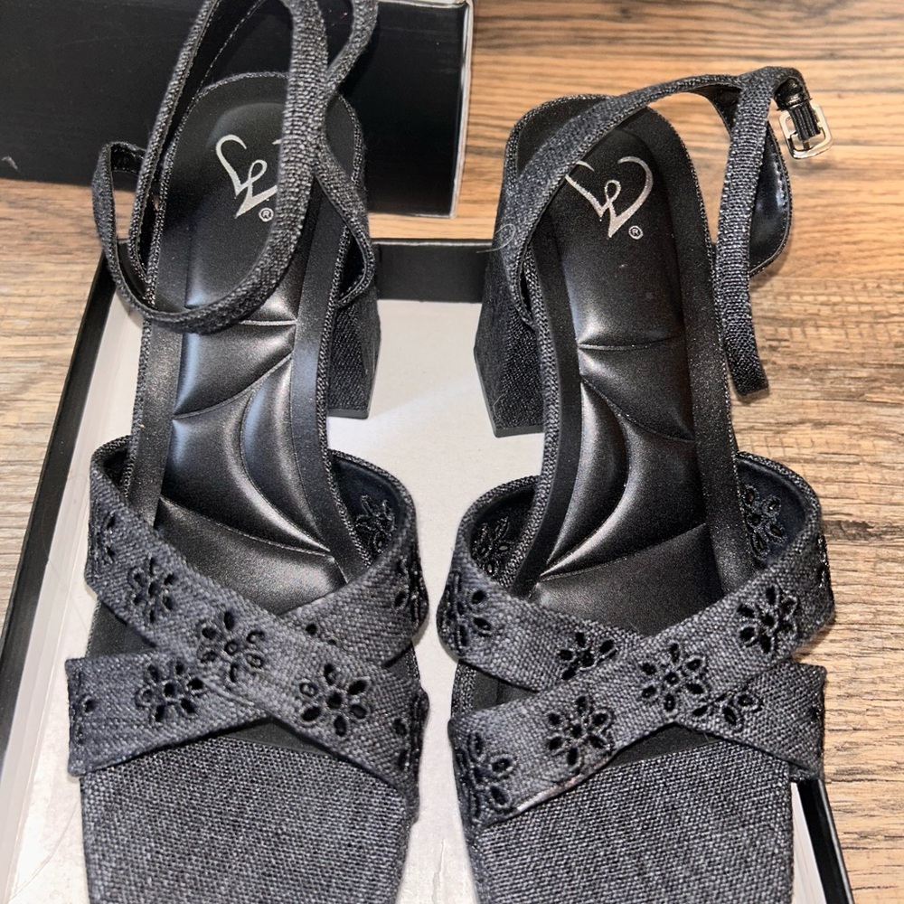 Windsor Black Floral Heels